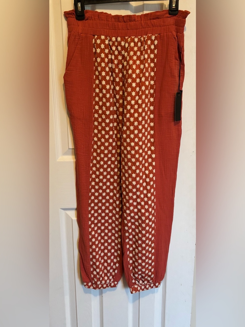 Alice Blue Rust Orange Printed Front Panel Pull-On Pants